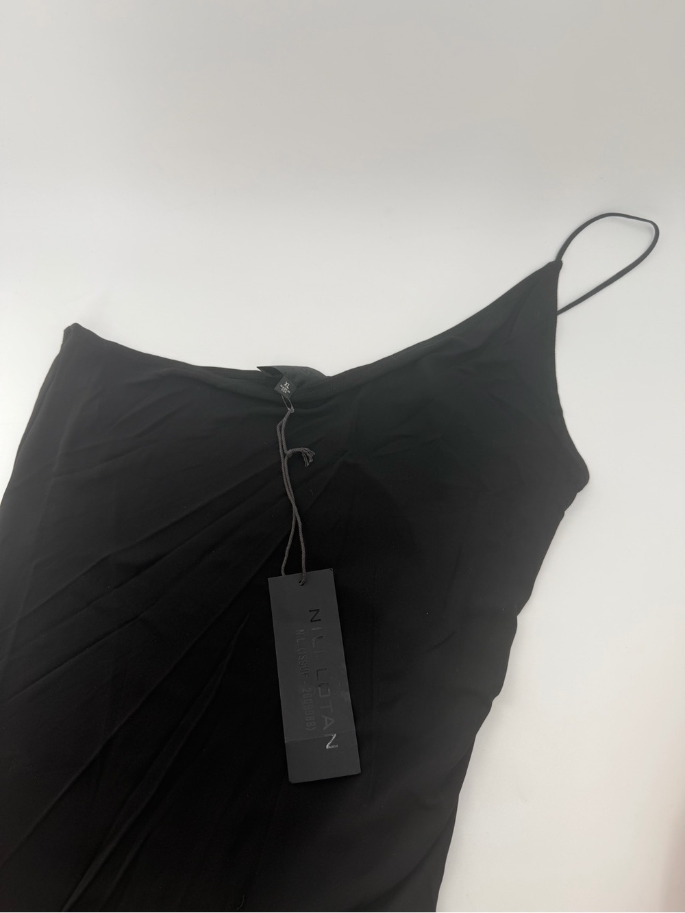 Nili Lotan Charley Asymmetric One Shoulder Slinky Black Top